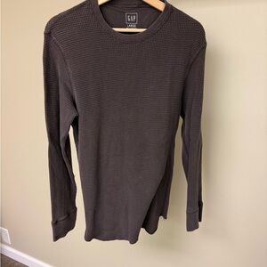 GAP Men's Dark Gray Waffle Knit Long Sleeve Shirt